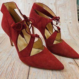 Chelsea Paris Red‎ Suede cutout lace up heel, size EU 39